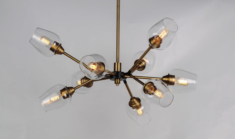 Savvy 9 Light Chandelier in Antique Brass / Black