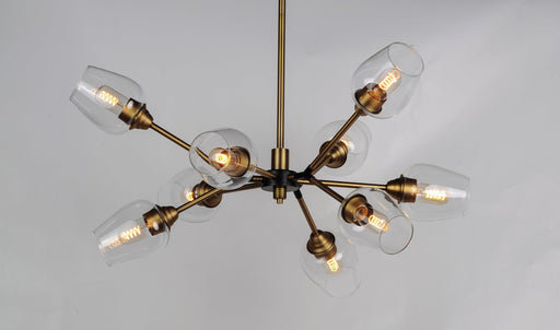 Savvy 9 Light Chandelier in Antique Brass / Black