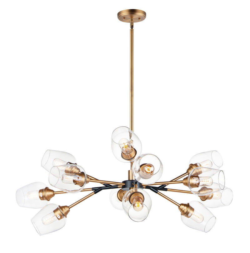 Savvy 12 Light Chandelier in Antique Brass / Black