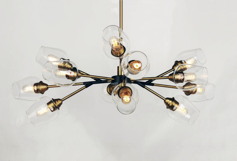 Savvy 12 Light Chandelier in Antique Brass / Black