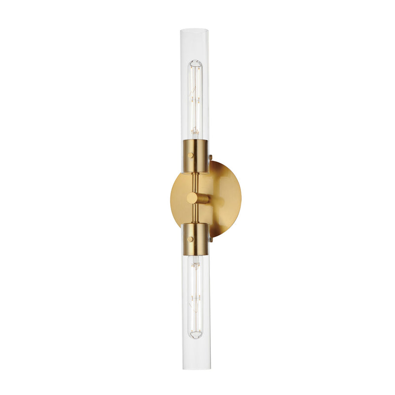 Equilibrium 2 Light LED Wall Sconce in Natural Aged Brass