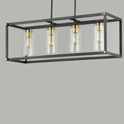 Capitol 4 Light Linear Pendant in Black / Antique Brass