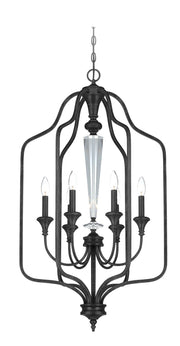 Boulevard 6 Light 21" Foyer in Mocha Bronze Silver Wash