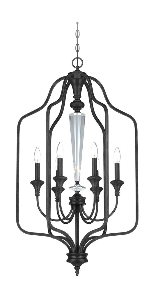 Boulevard 6 Light 21" Foyer in Mocha Bronze Silver Wash