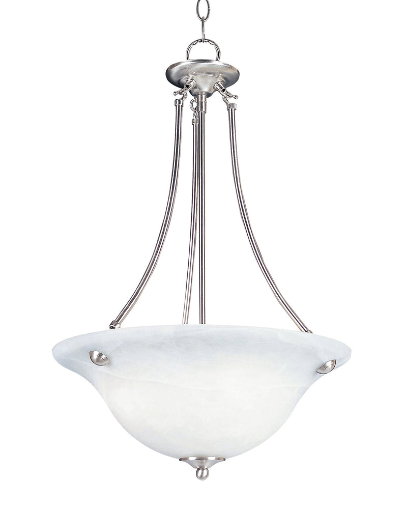 Malaga 3 Light Inverted Bowl Pendant in Satin Nickel
