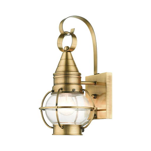 Newburyport Small Outdoor Wall Lantern in Antique Brass