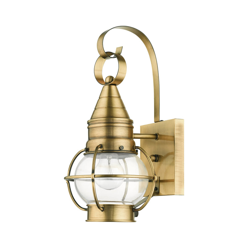 Newburyport Small Outdoor Wall Lantern in Antique Brass