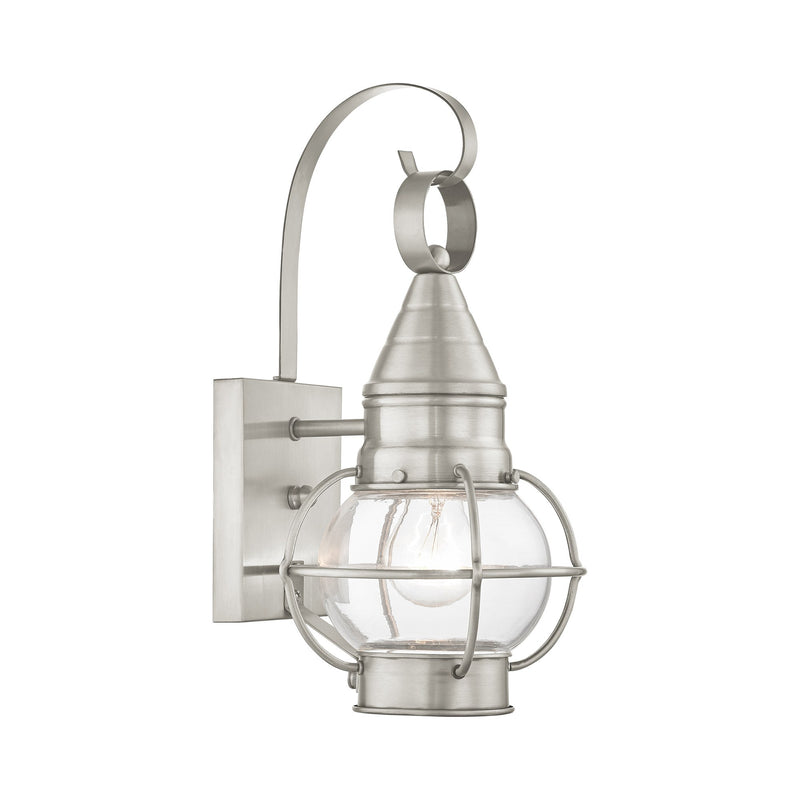 Newburyport Small Outdoor Wall Lantern in Brushed Nickel