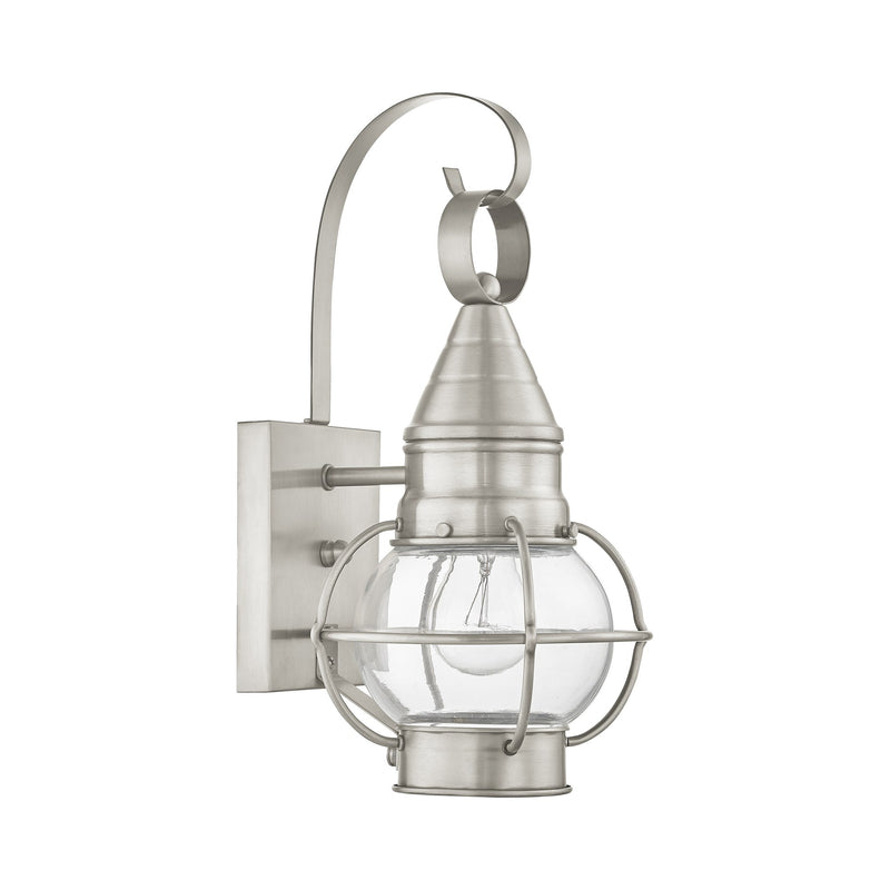 Newburyport Small Outdoor Wall Lantern in Brushed Nickel