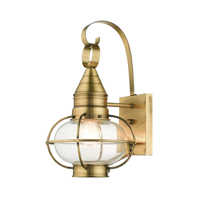 Newburyport Medium Outdoor Wall Lantern in Antique Brass