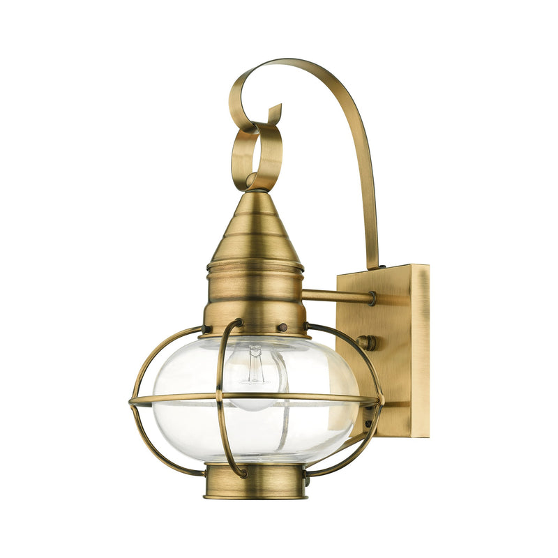 Newburyport Medium Outdoor Wall Lantern in Antique Brass
