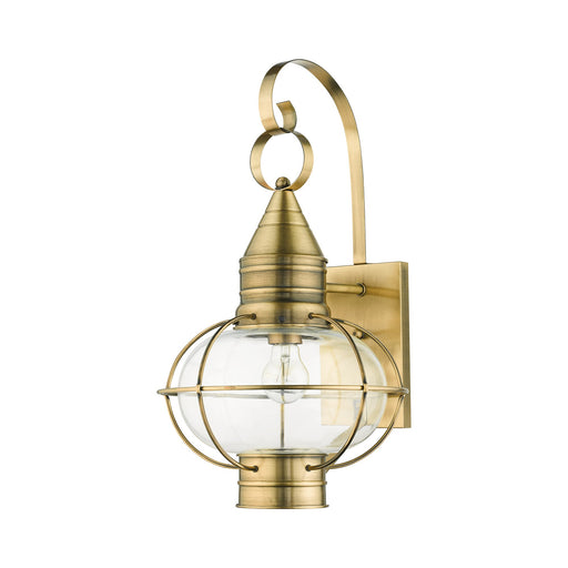 Newburyport Large Outdoor Wall Lantern in Antique Brass