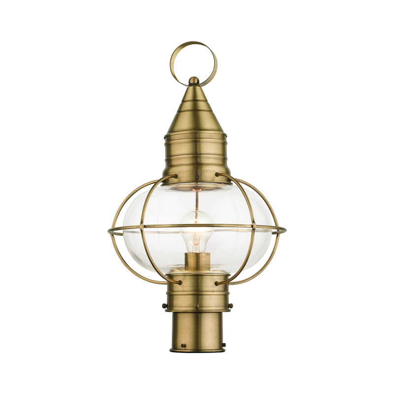 Newburyport Large Outdoor Post Light in Antique Brass