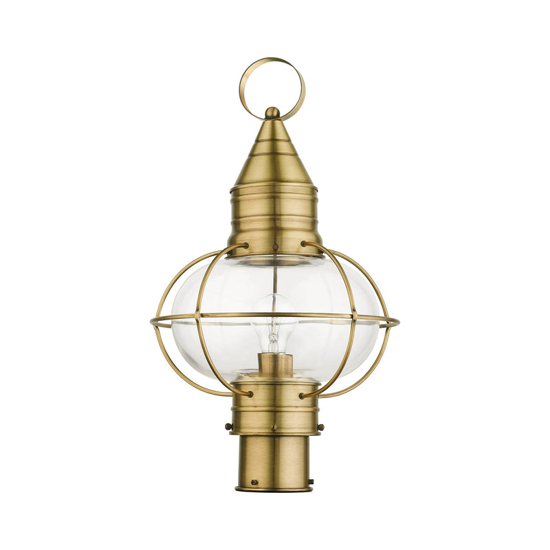 Newburyport Large Outdoor Post Light in Antique Brass