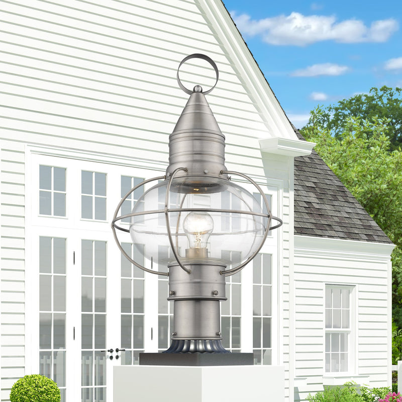 Newburyport Large Outdoor Post Light in Brushed Nickel