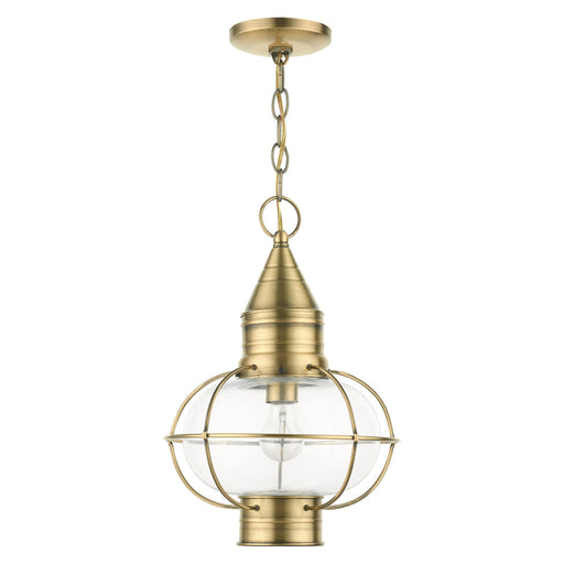 Newburyport Large Outdoor Pendant Lantern in Antique Brass