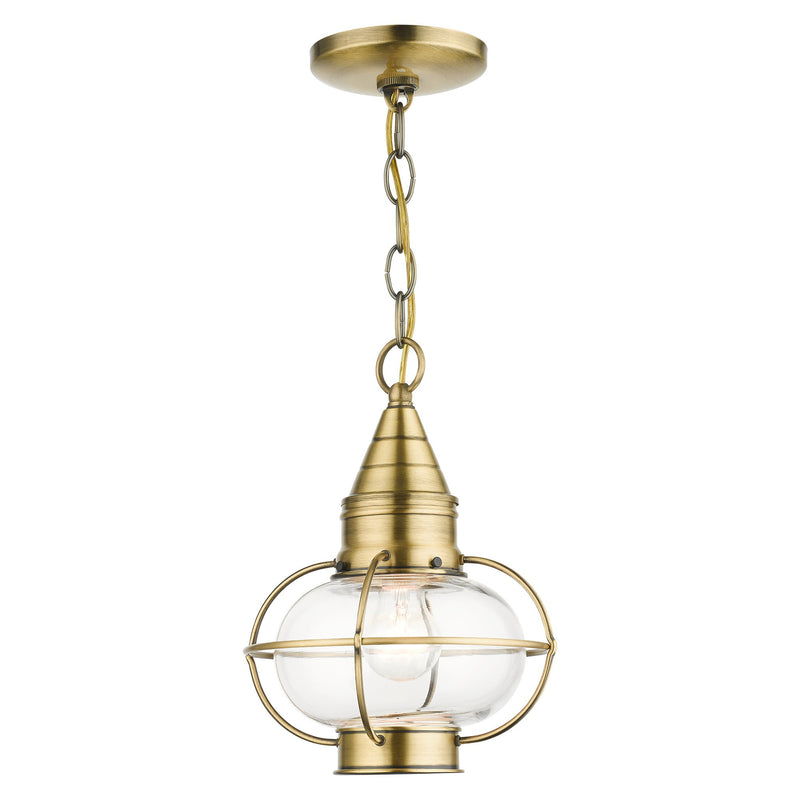Newburyport Medium Outdoor Pendant Lantern in Antique Brass