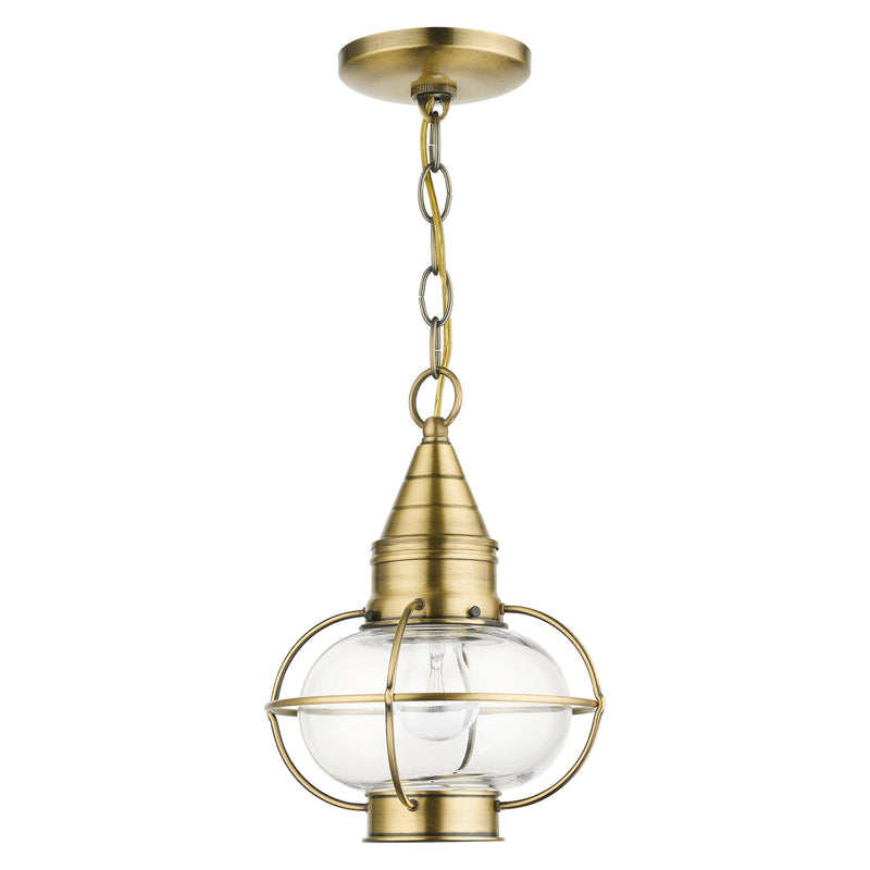Newburyport Medium Outdoor Pendant Lantern in Antique Brass