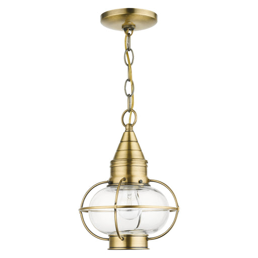 Newburyport Medium Outdoor Pendant Lantern in Antique Brass