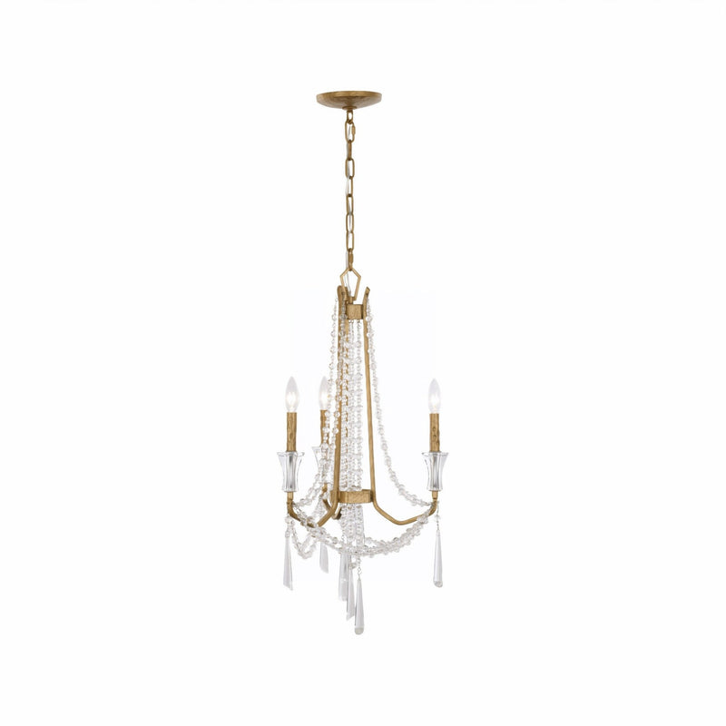 Barcelona 3-Light 17" Chandelier in Brass Kisser