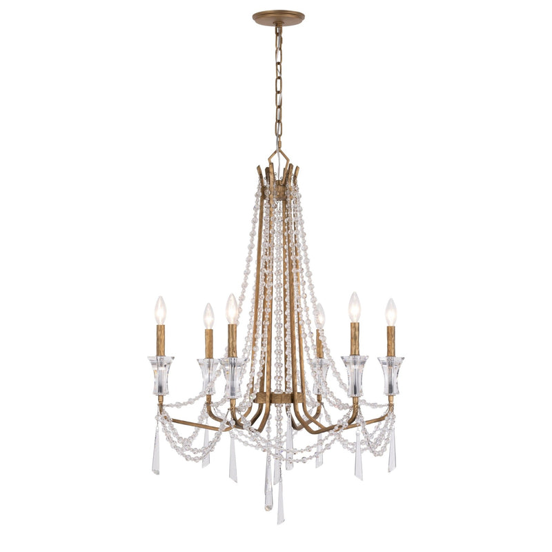 Barcelona 6-Light 28" Chandelier in Brass Kisser