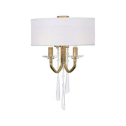 Barcelona 2-Light 16.5" Wall Sconce with Linen Shade 270K02BK in Brass Kisser