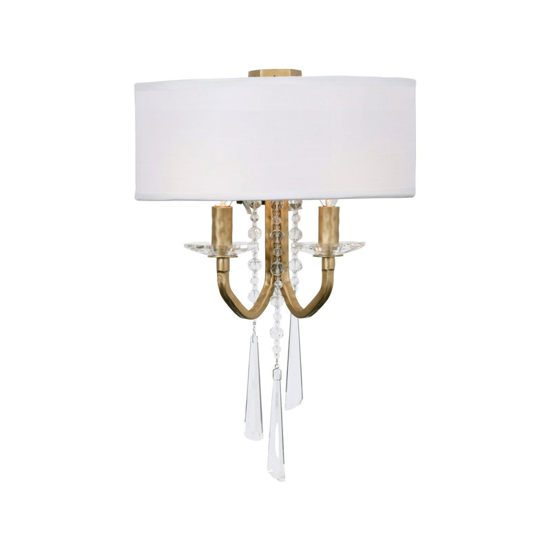 Barcelona 2-Light 16.5" Wall Sconce with Linen Shade 270K02BK in Brass Kisser