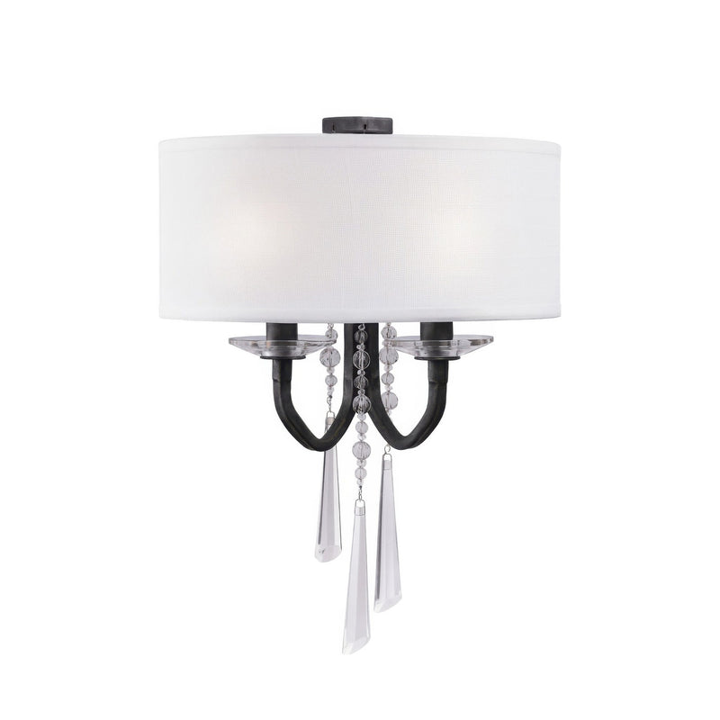 Barcelona 2-Light 16.5" Wall Sconce with Linen Shade 270K02OX in Brass Kisser