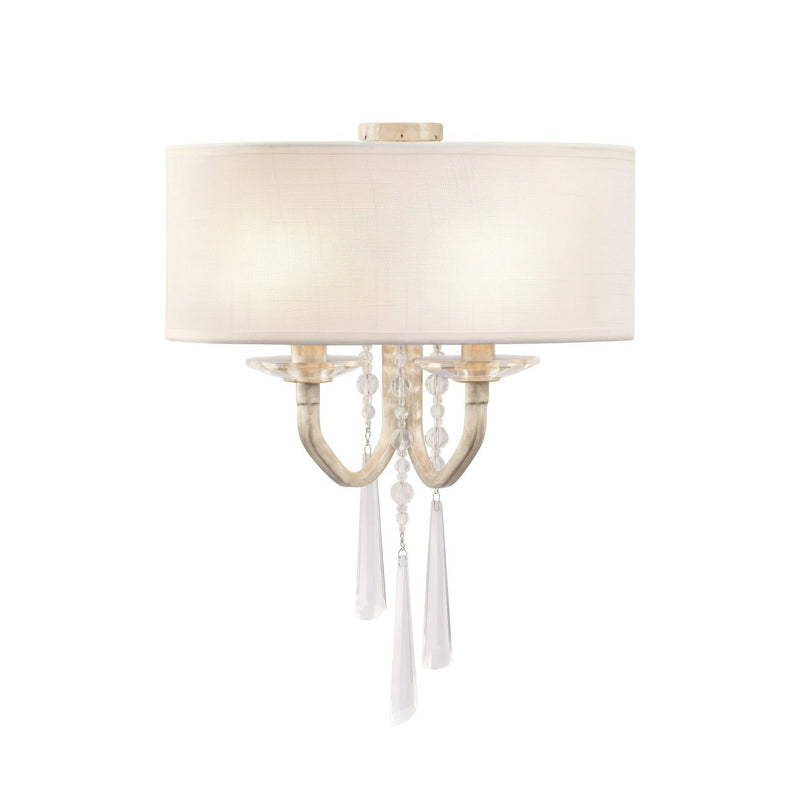 Barcelona 2-Light 15" Wall Sconce with Linen Shade in Transcend Silver