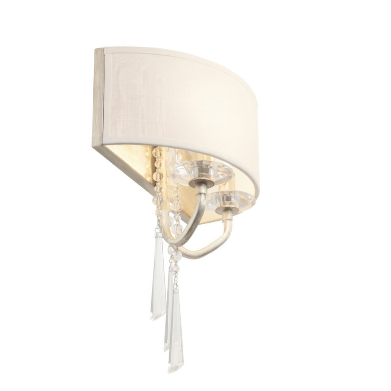 Barcelona 2-Light 15" Wall Sconce with Linen Shade in Transcend Silver