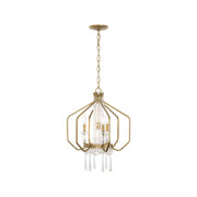 Barcelona 4-Light 18" Bavarian Crystal Pendant in Brass Kisser