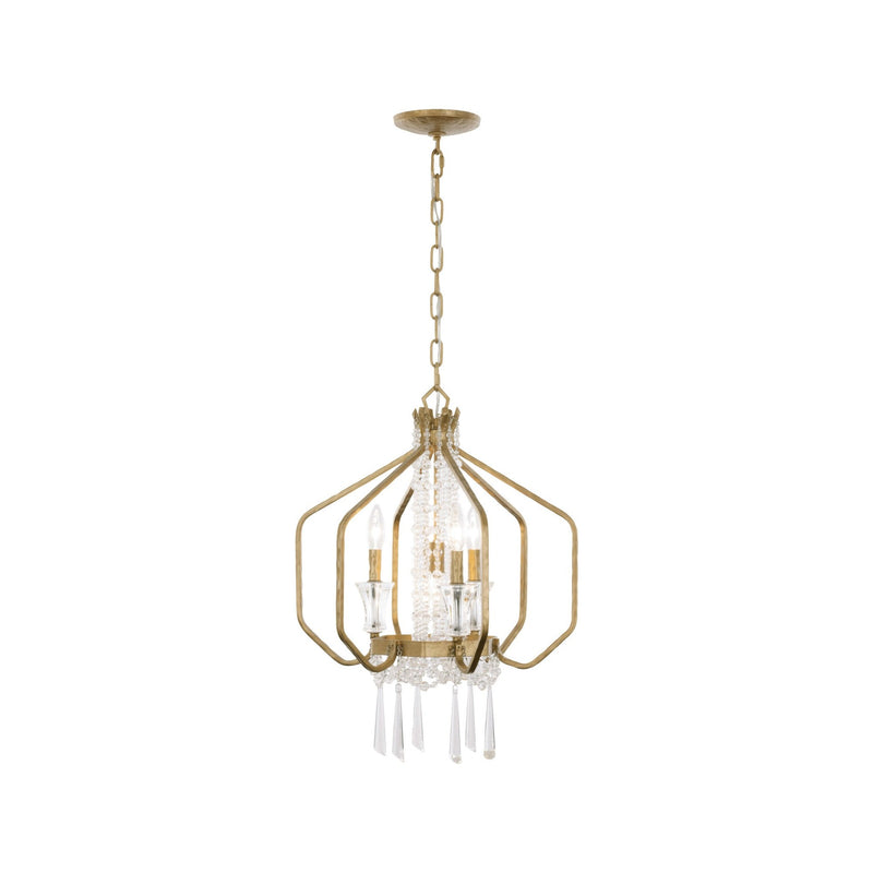 Barcelona 4-Light 18" Bavarian Crystal Pendant in Brass Kisser