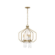 Barcelona 4-Light 18" Bavarian Crystal Pendant in Brass Kisser