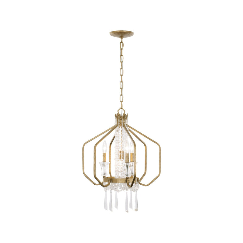 Barcelona 4-Light 18" Bavarian Crystal Pendant in Brass Kisser