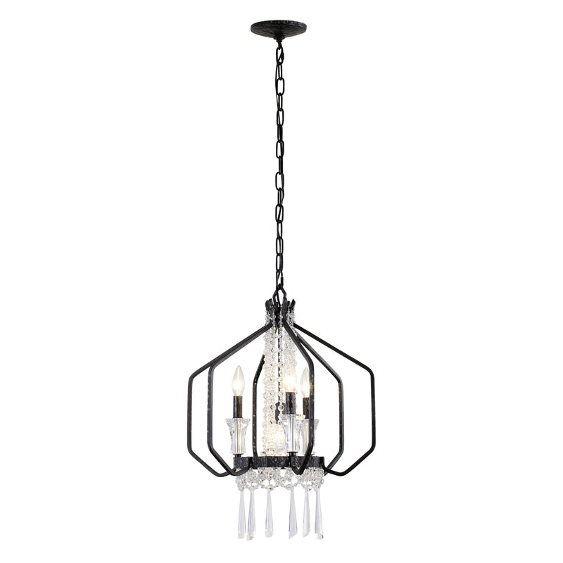 Barcelona 4-Light 18" Optic Crystal Pendant in Onyx