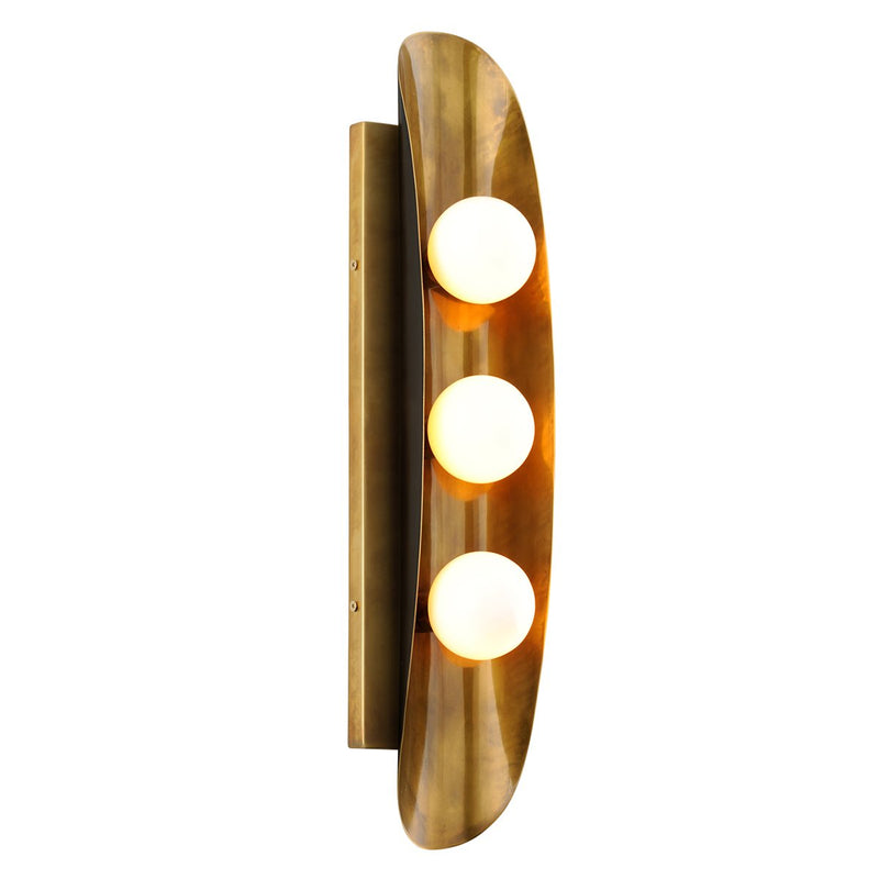 Hopper 3-Light Wall Sconce in Vintage Brass