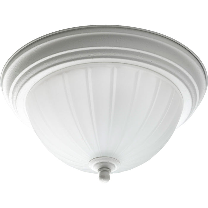Melon Glass One Light Flush Mount in White