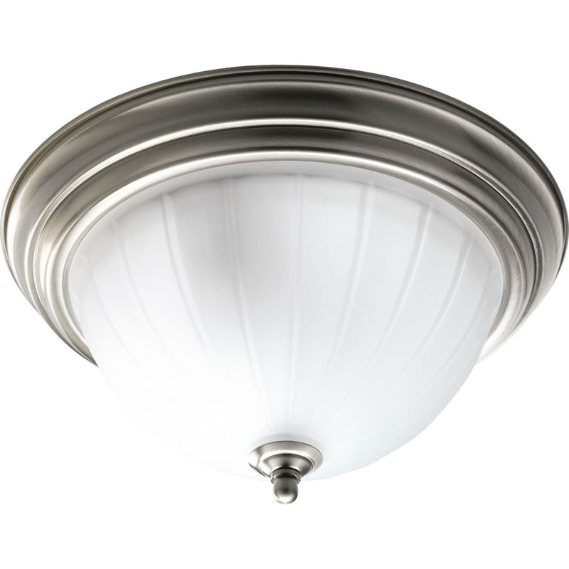 Melon Glass 2-Light Flush Mount in Brushed Nickel