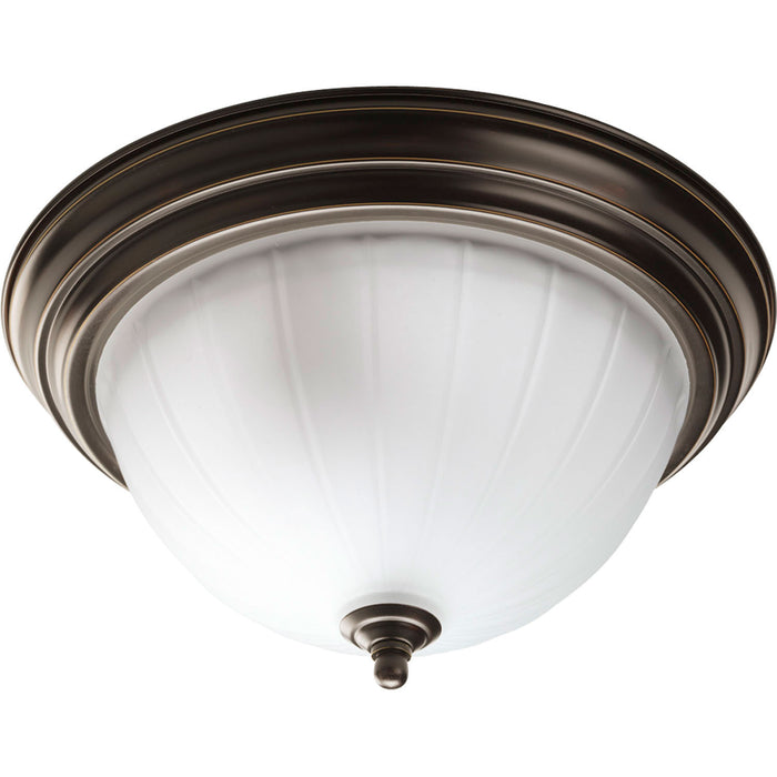 Melon Glass Two Light Flush Mount in Antique Bronze