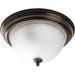 Melon Glass Two Light Flush Mount in Antique Bronze