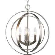 Equinox 4-Light Foyer Chandelier in Burnished Silver
