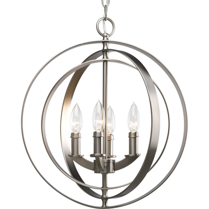 Equinox 4-Light Foyer Chandelier in Burnished Silver