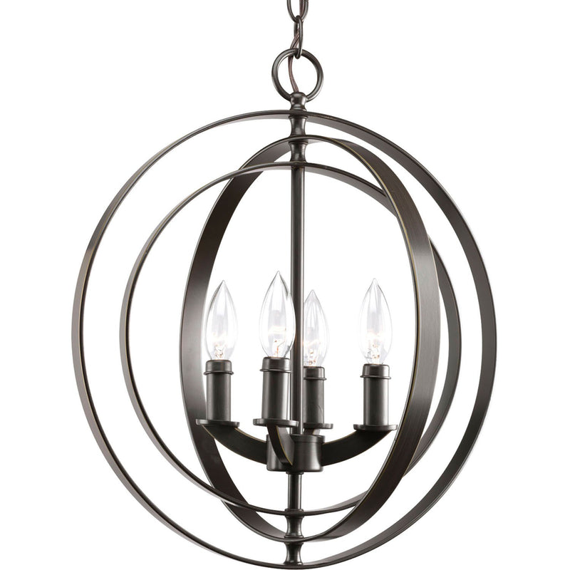Equinox 4-Light Foyer Chandelier in Antique Bronze