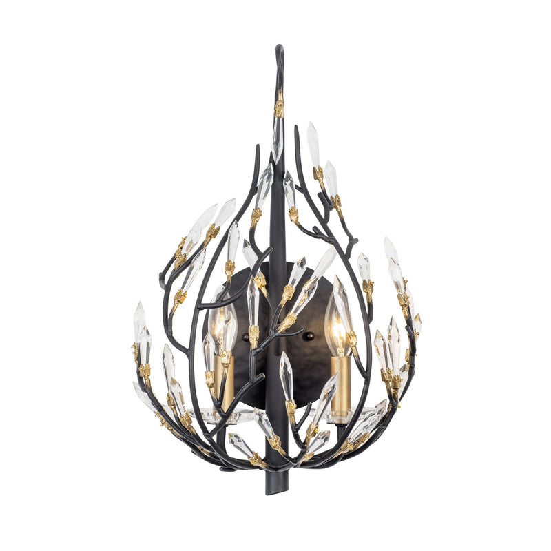 Bask 2-Light 19" Wall Sconce in Matte Black/French Gold