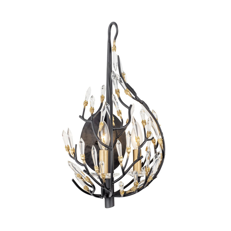 Bask 2-Light 19" Wall Sconce in Matte Black/French Gold
