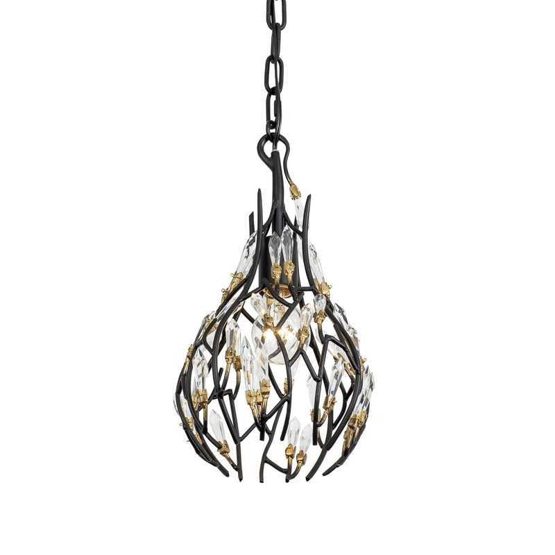 Bask 8" Mini Pendant in Matte Black/French Gold