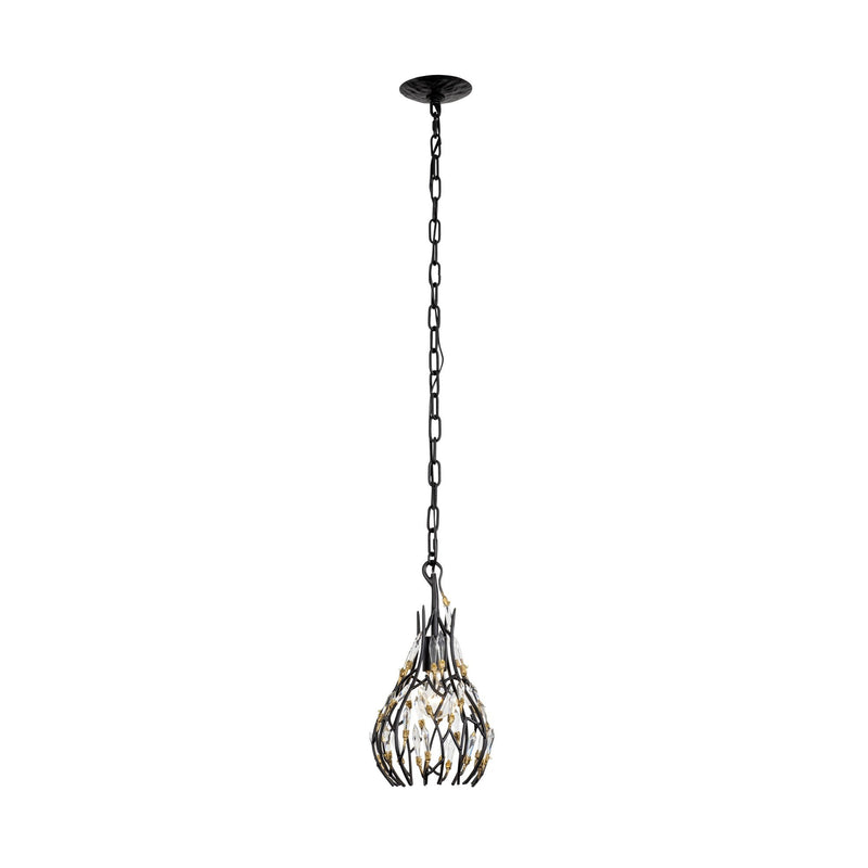 Bask 8" Mini Pendant in Matte Black/French Gold