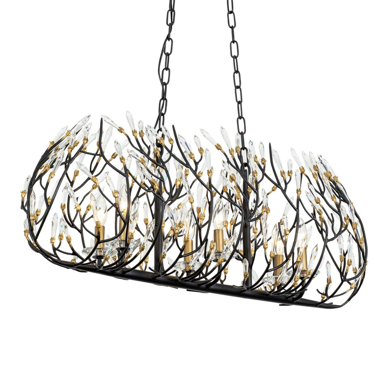 Bask 6-Light 36" Linear Chandelier in Matte Black/French Gold