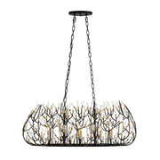 Bask 6-Light 36" Linear Chandelier in Matte Black/French Gold