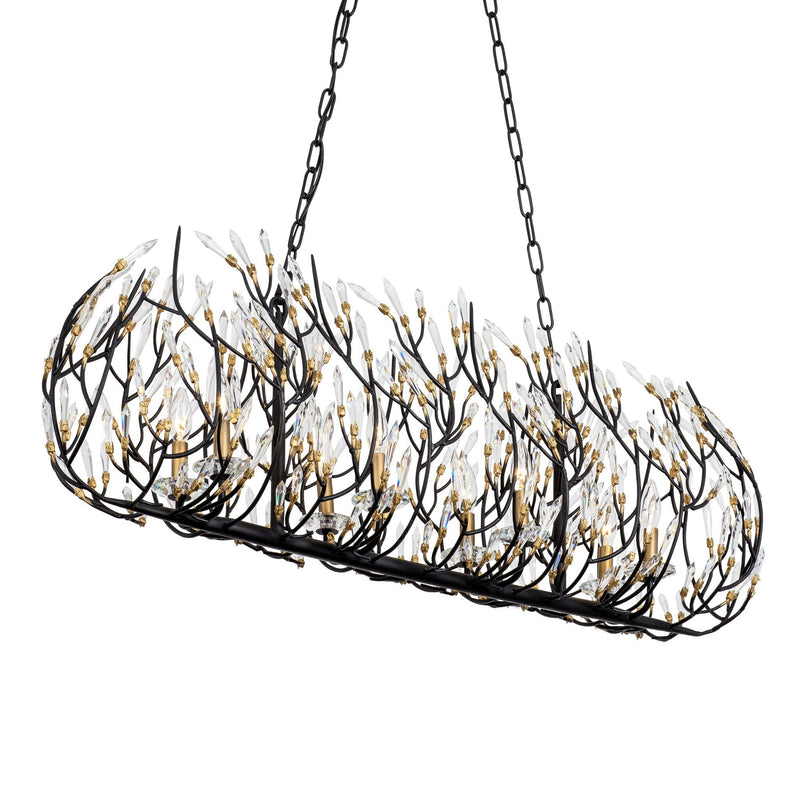 Bask 8-Light 48" Linear Chandelier in Matte Black/French Gold